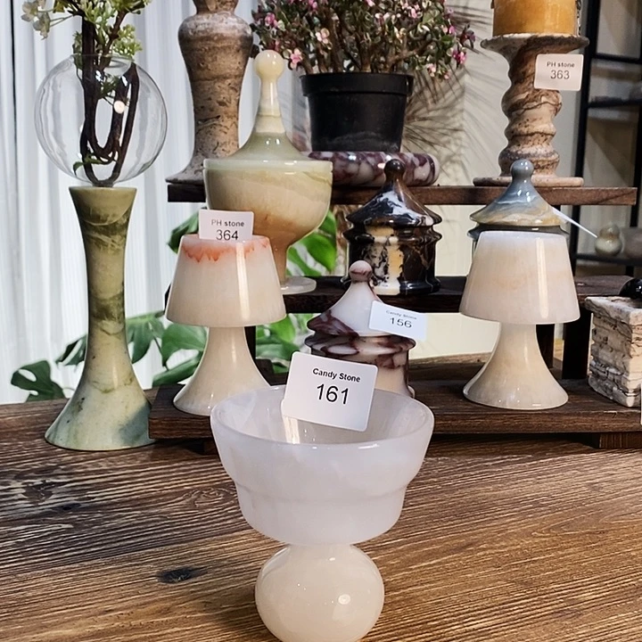 石材161白冰玉小烛台