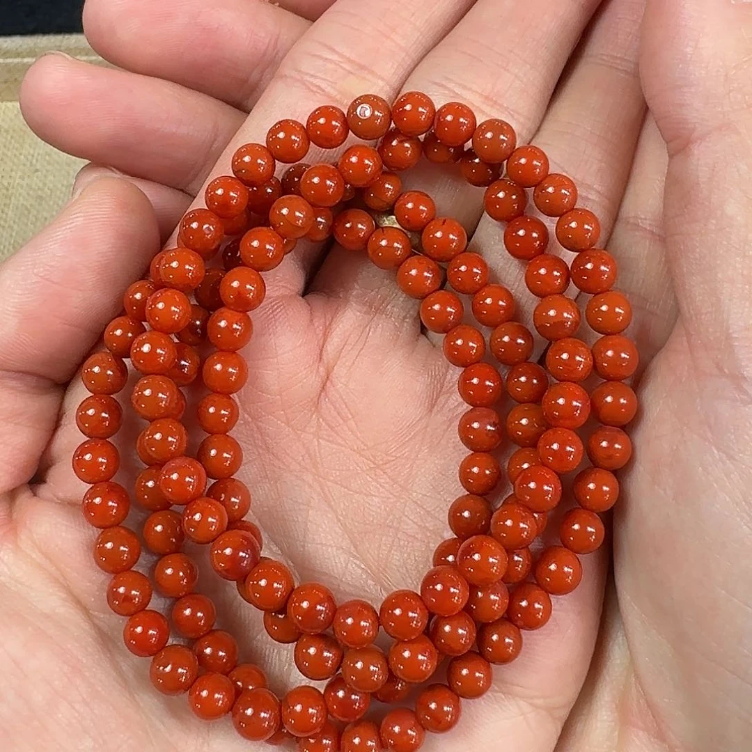 南红玛瑙手链未镶嵌项链多圈原矿南红柿子锦高品5大➕