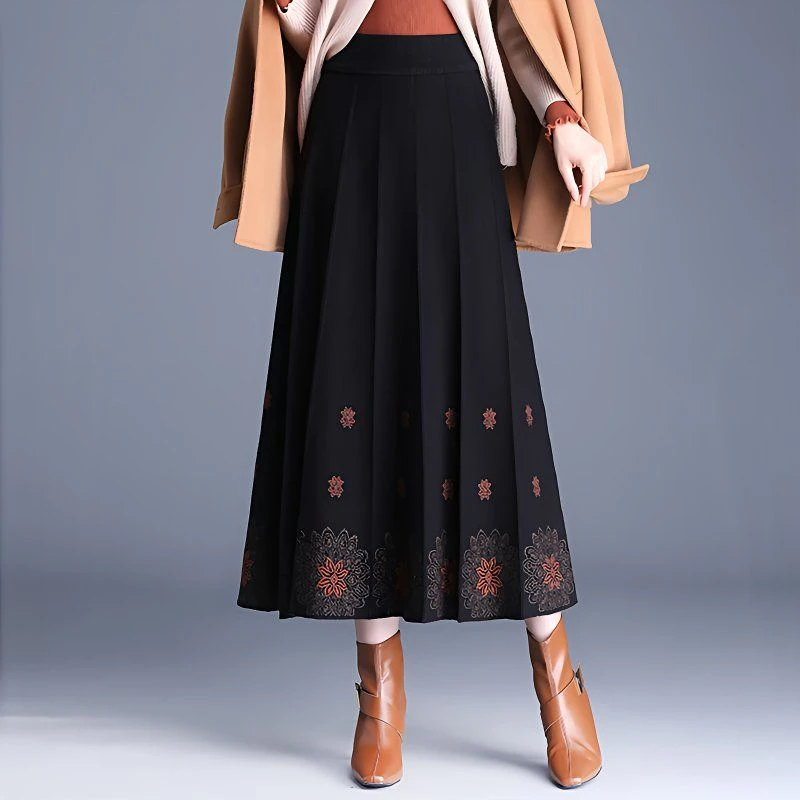 2025秋冬新款提花毛线半身裙高腰显瘦百搭气质中长款A字裙8751