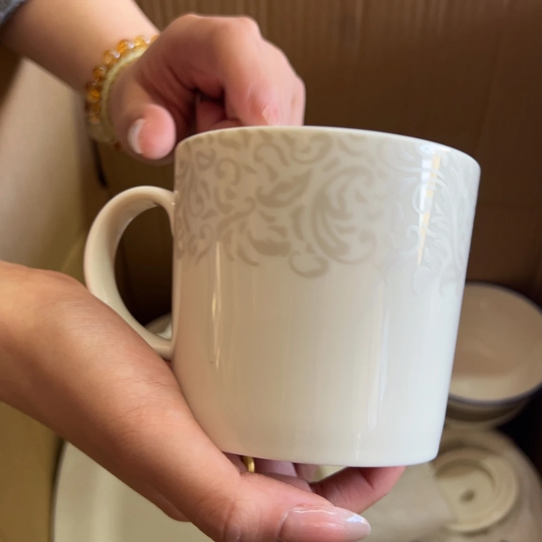 新骨瓷068瑕疵慎拍银花马克杯，全标