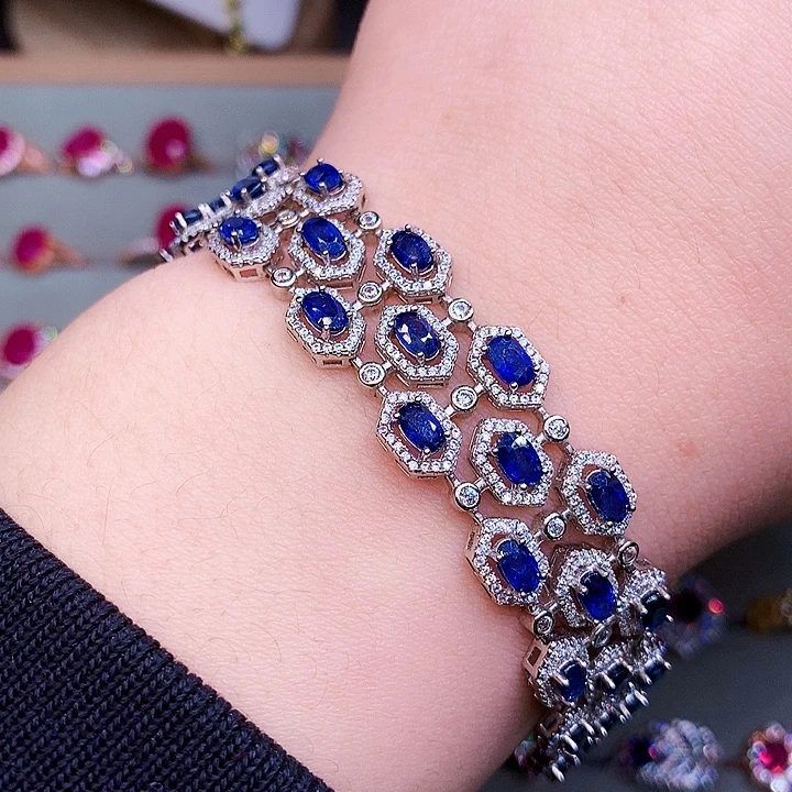 手链银S925镶嵌蓝宝石