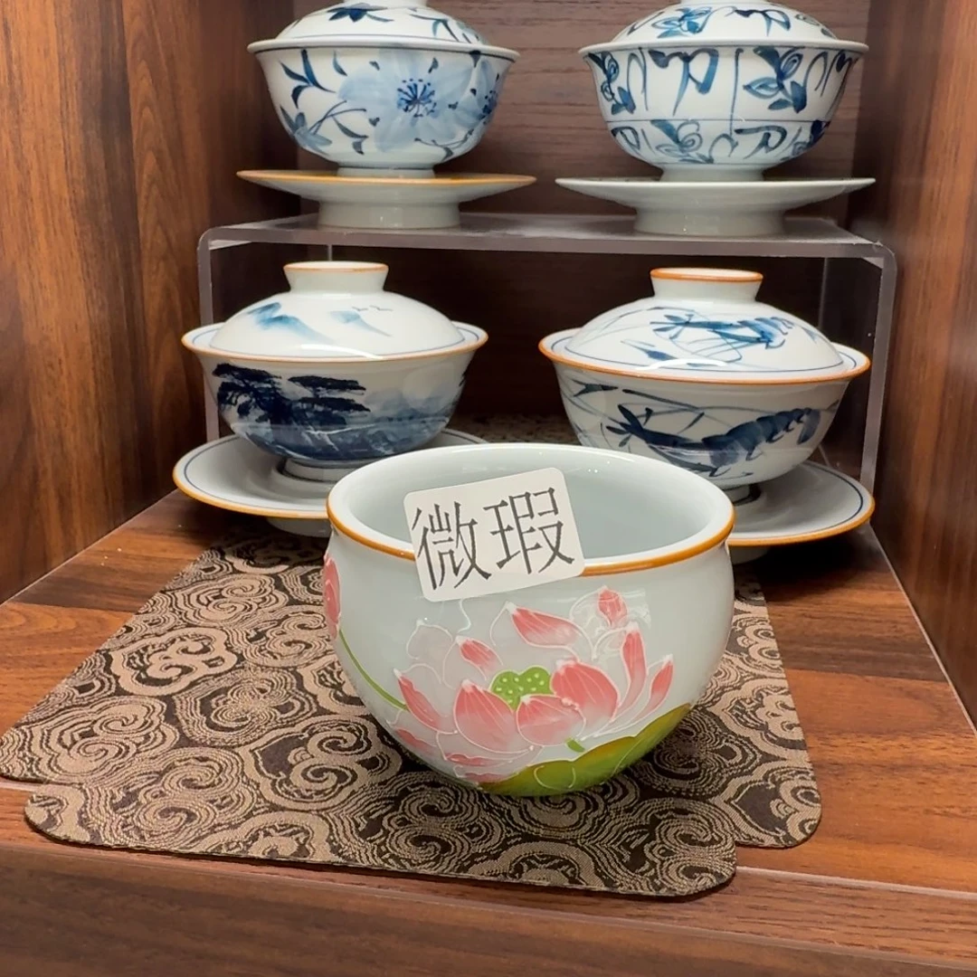 釉下手绘茶具微瑕