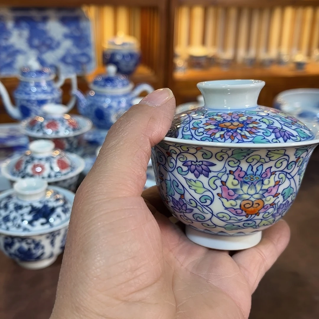 錡镇堂手工手绘盖碗