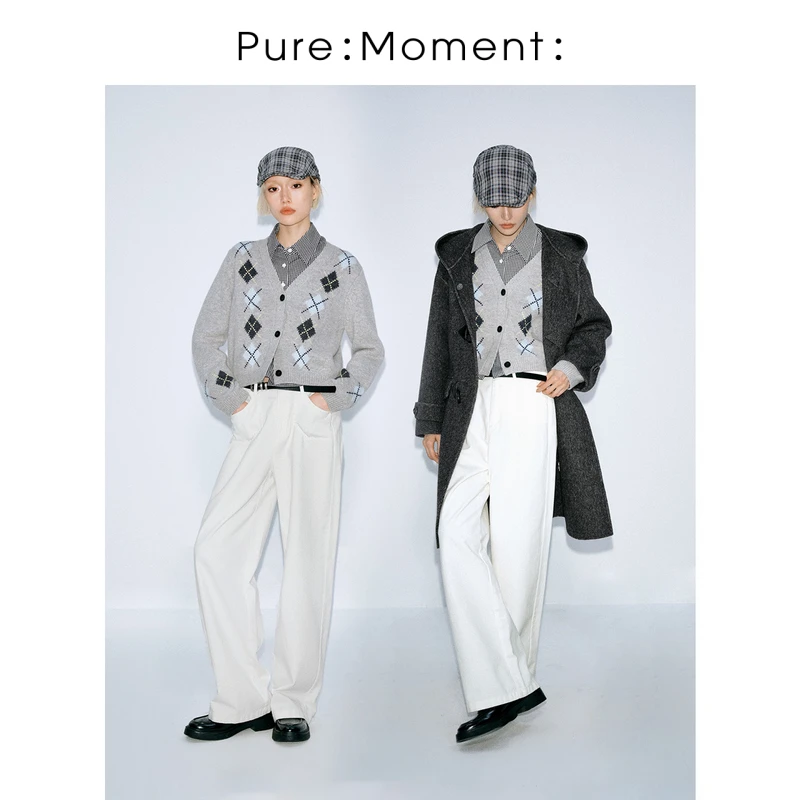 小麦檬Pure:Moment:浅灰miu系毛衣外套毛针织衫4FB135971