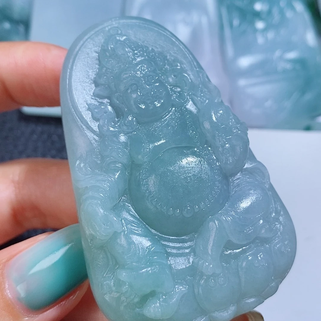 定制翡翠未镶嵌毛货付款后确认抛光