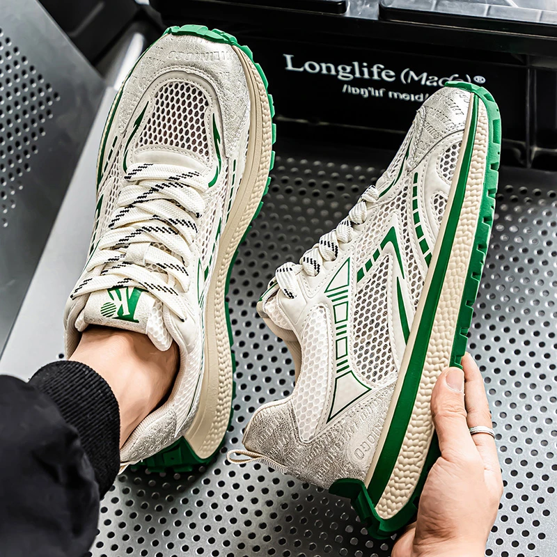 潮牌2025夏季新款男鞋网面透气厚底增高轻奢高端时尚百搭运动鞋