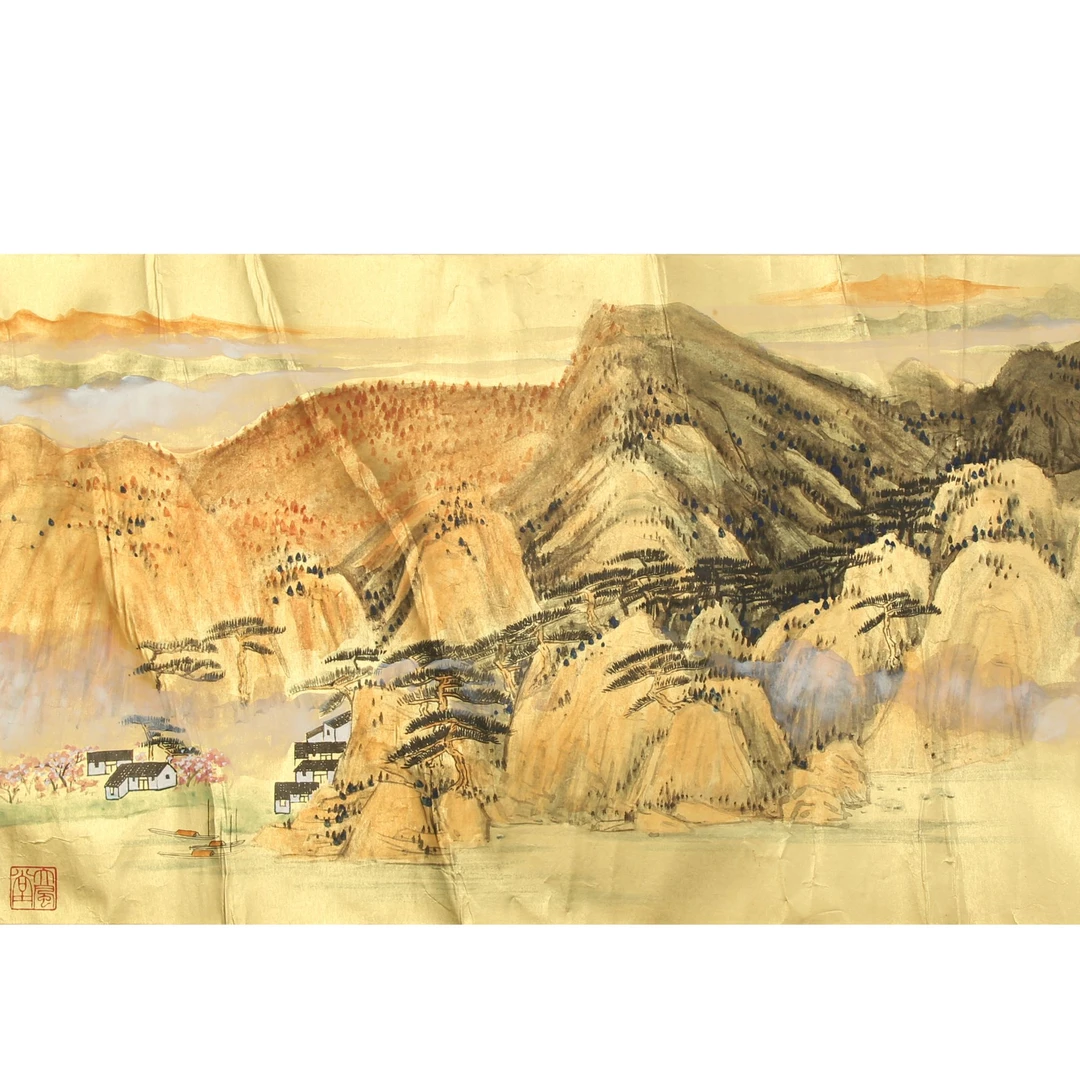 LOT.950 《山水》47*85cm 泥金设色镜片