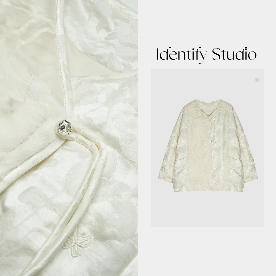 IDENTIFY香香“提花拼接外套”秋冬休闲新中式百搭外套24AW