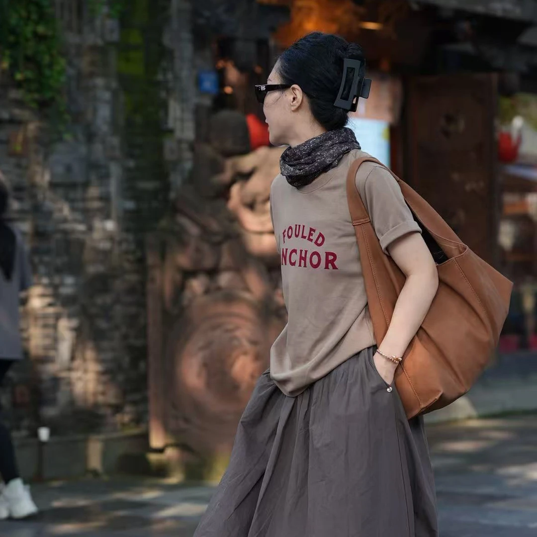 【那尚新品】早秋基础百搭字母休闲T恤