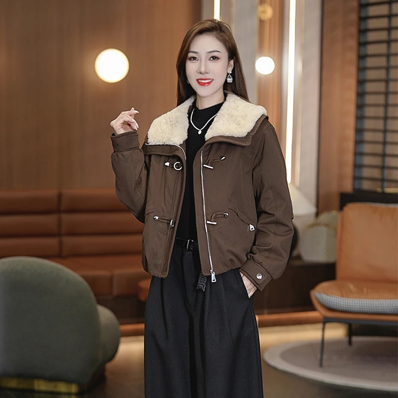 时尚加绒加厚短外套女韩版夹棉宽松休闲小个子派克服保暖夹克