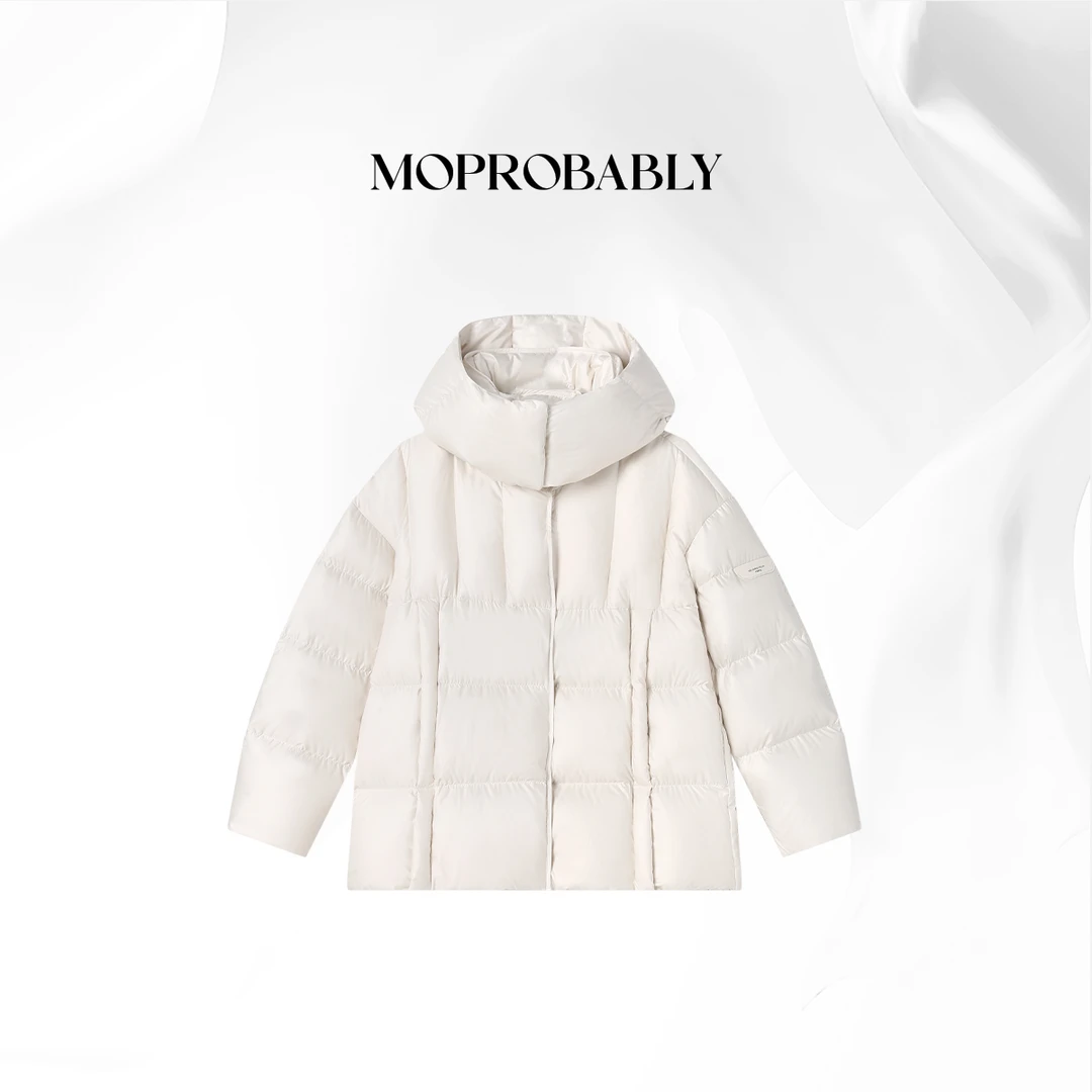 Moprobably贝贝「供暖」95白鹅绒纯色中长款连帽羽绒服L5468063