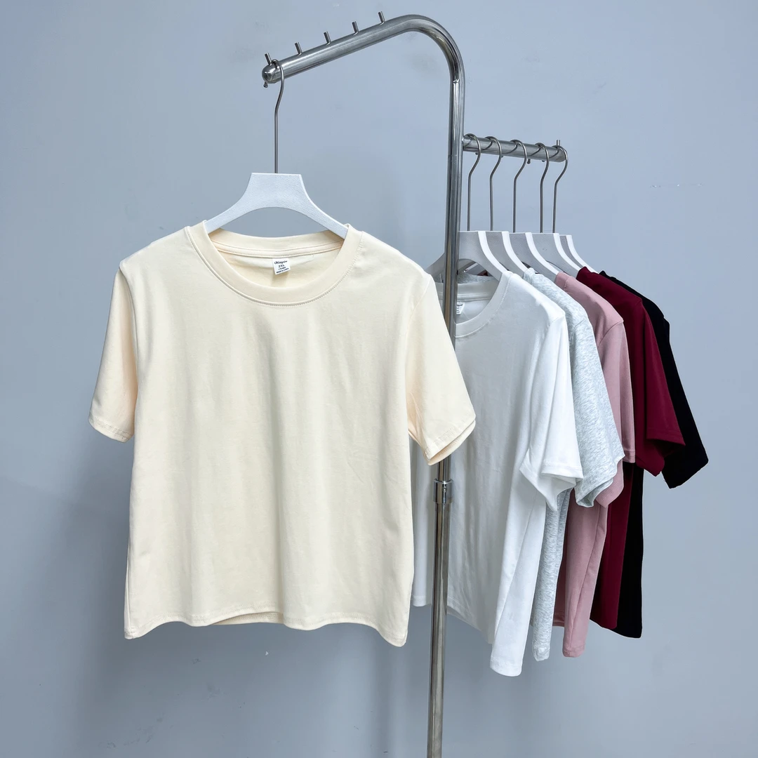 194女装休闲百搭夏季简约圆领纯色打底衫