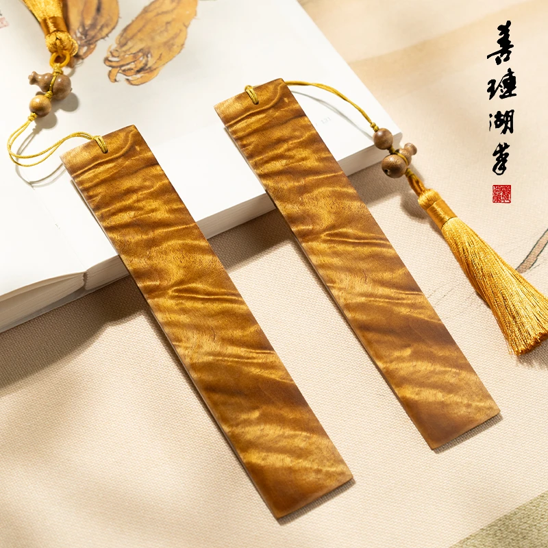 【官方正品】善琏湖笔春祺夏安金丝楠木书签高级中国风木质手工原创