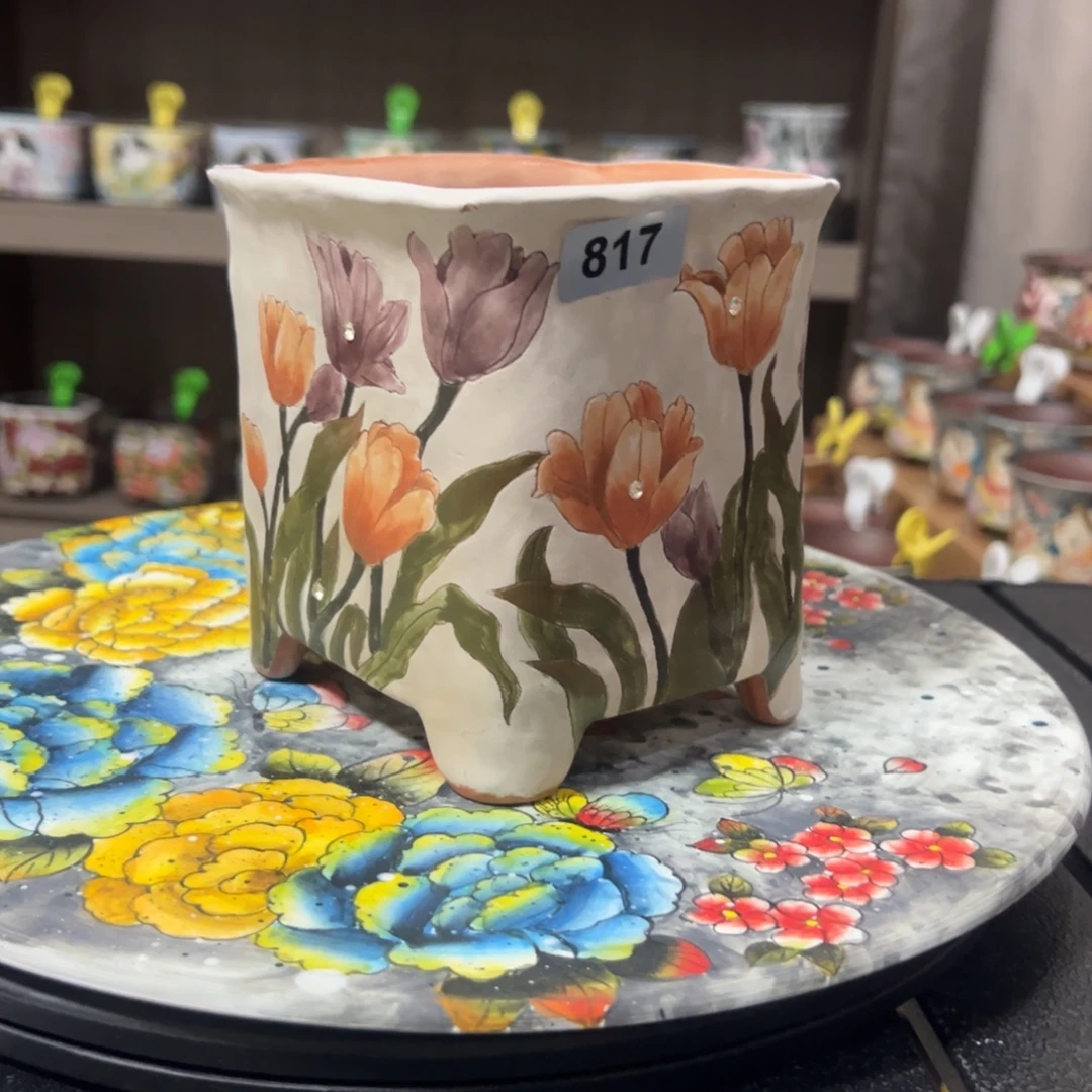 手绘陶瓷花盆口11