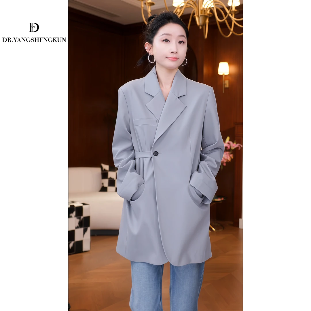 DR杨圣坤2025春季新款高级感系带廓形休闲西装外套女GF2502-1202