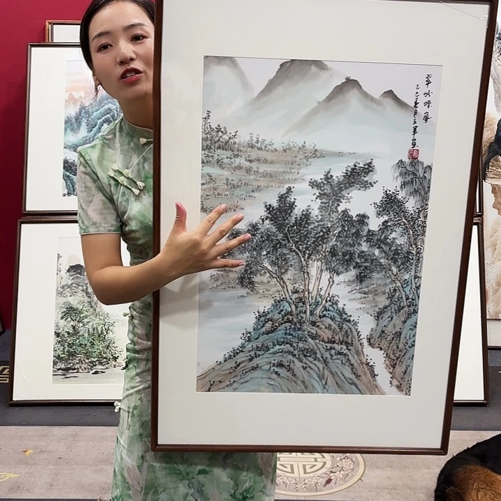 国画带框绘画90/60尺寸