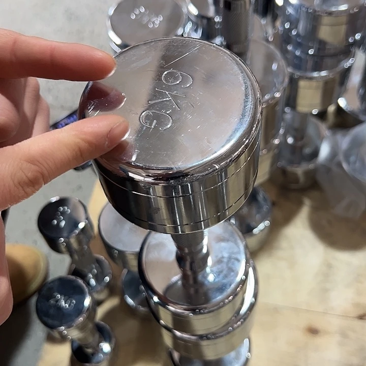 全新电镀纯钢哑铃6公斤一对