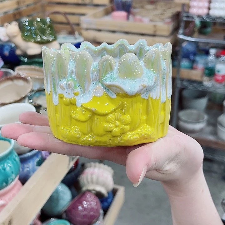 有孔，凑10元包邮陶瓷花盆发货！