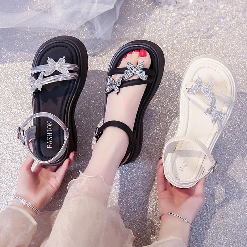 水钻配裙子沙滩仙女风凉鞋女款夏外穿2025新款松糕厚底凉拖鞋时尚