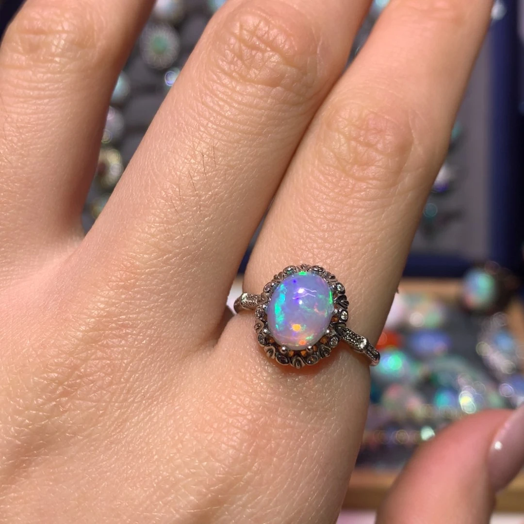 银S925镶嵌欧泊戒指款式