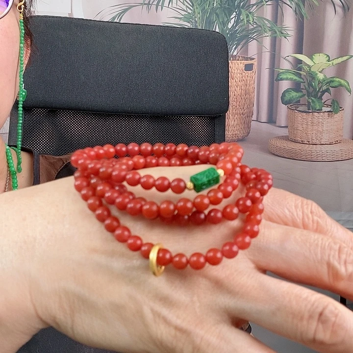 南红玛瑙颈饰18K金镶嵌