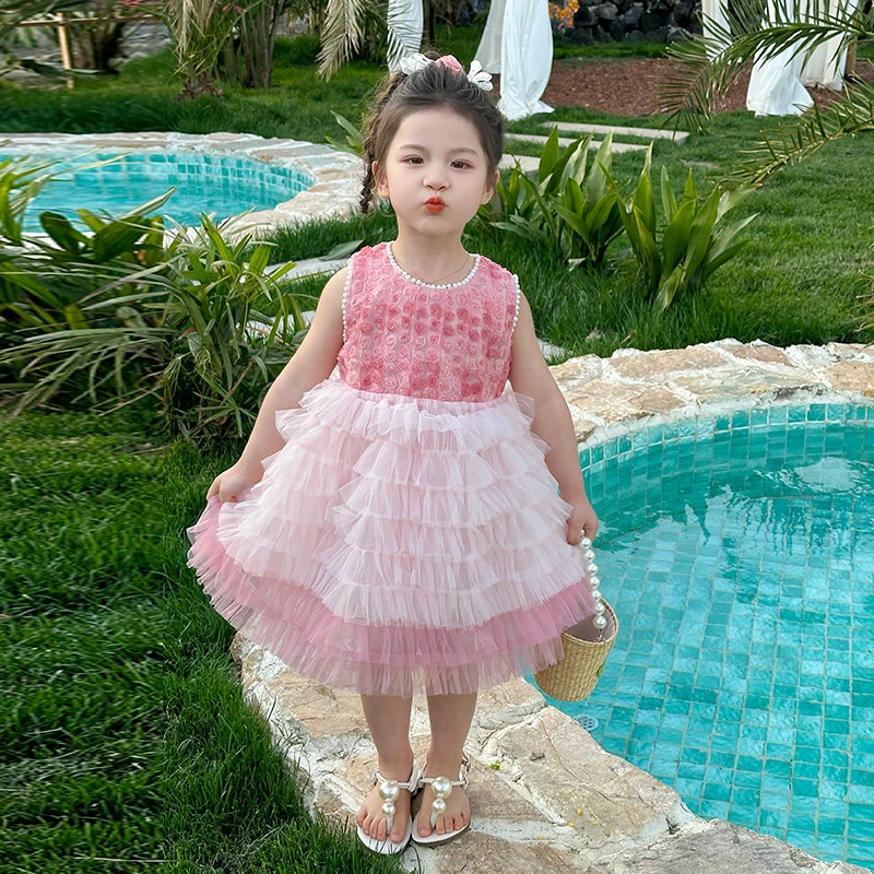 女童连衣裙夏季2025新款时髦洋气儿童公主裙女宝宝夏装无袖背心裙