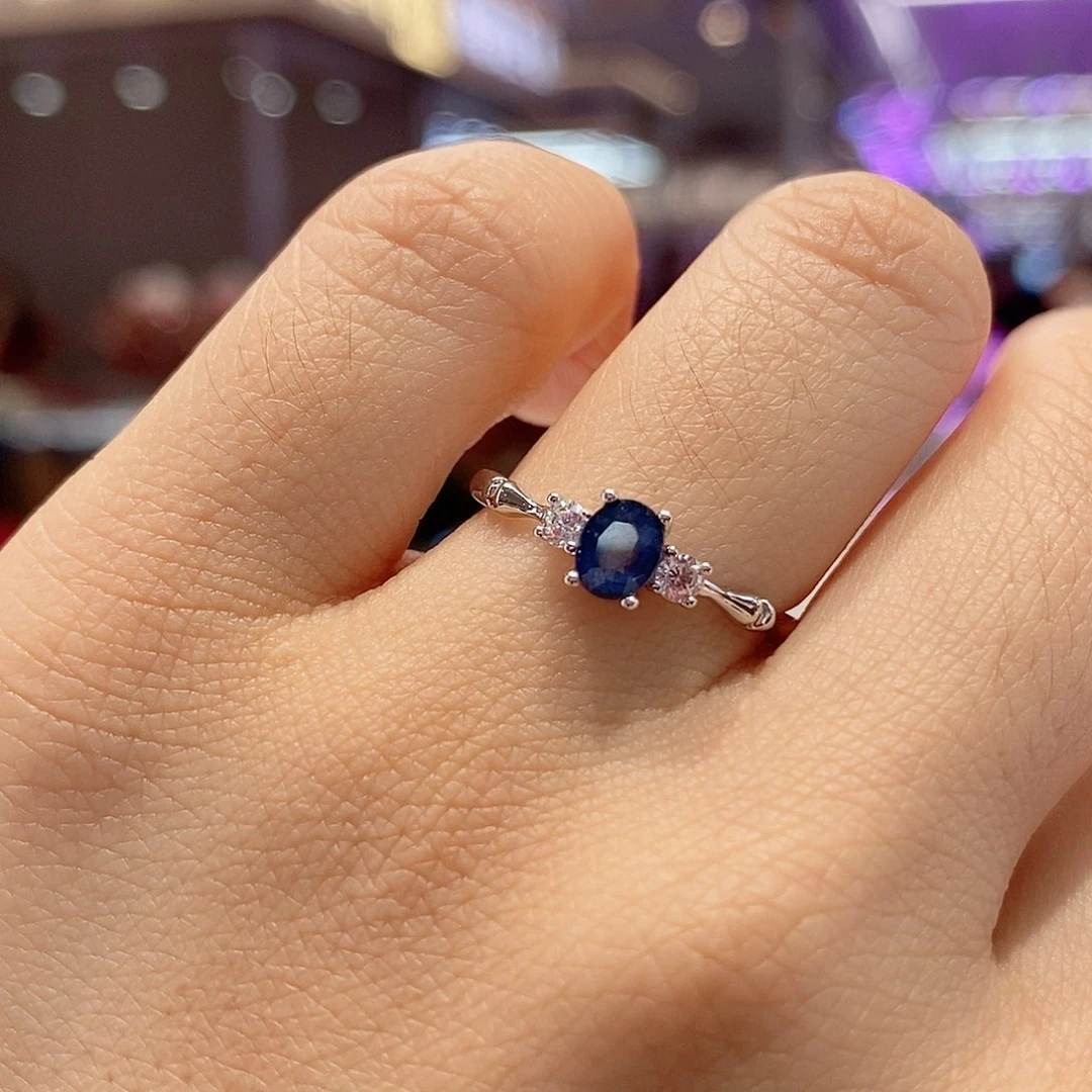 蓝宝石戒指银S925镶嵌