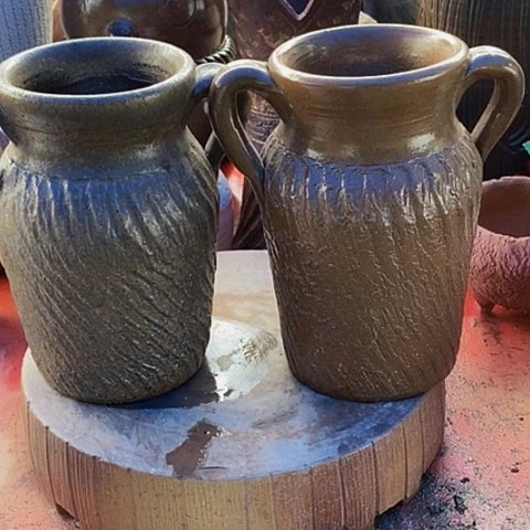 紫砂花盆楼11高度19一对色随机手工福利