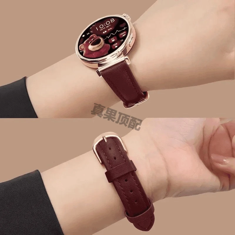 适用华为gt6手表gt5真皮表带gt4新年红高级gt3女款watch5腕带秋冬