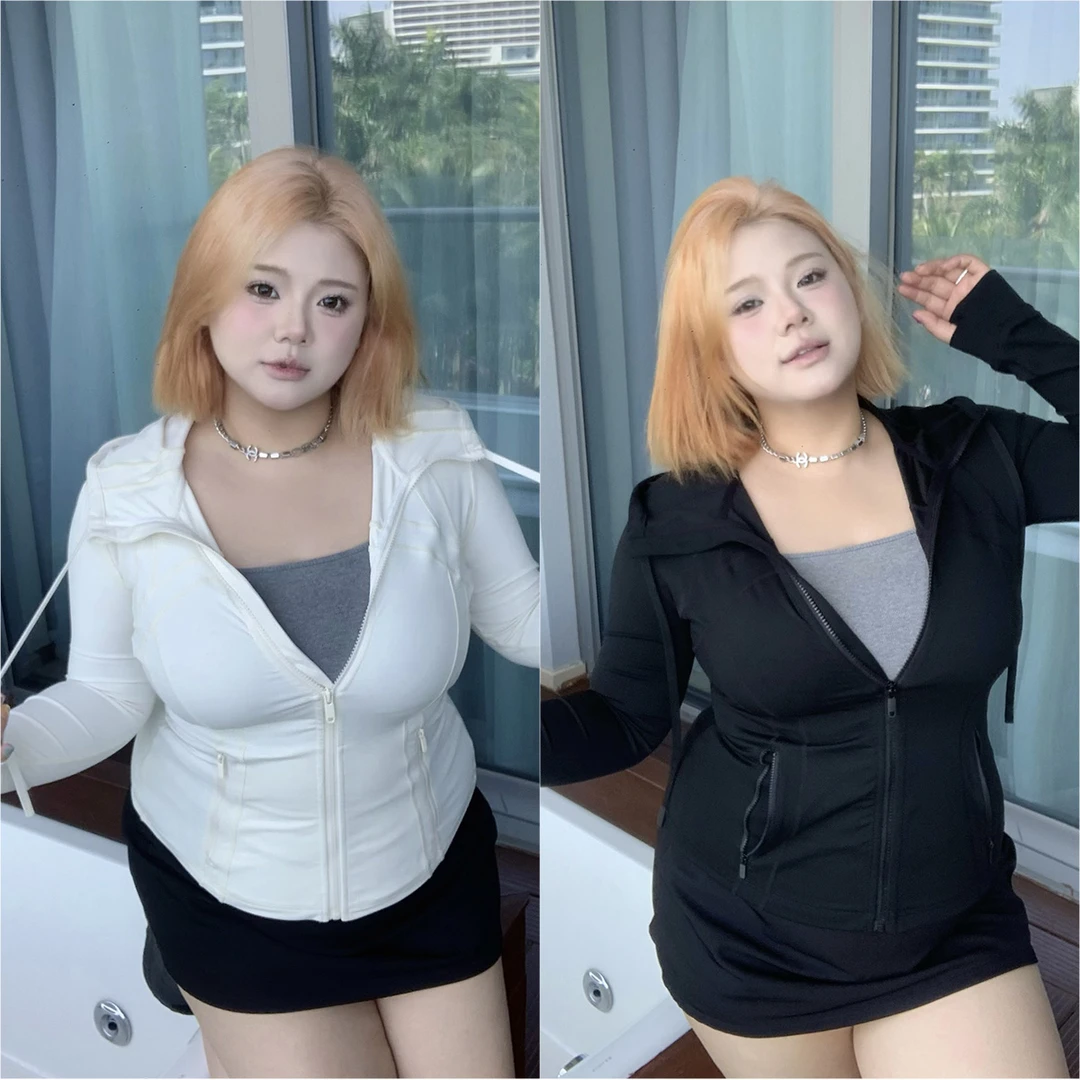 40210全球花【lulu打版薄版】大码春夏连帽外套时尚运动瑜伽服卫衣