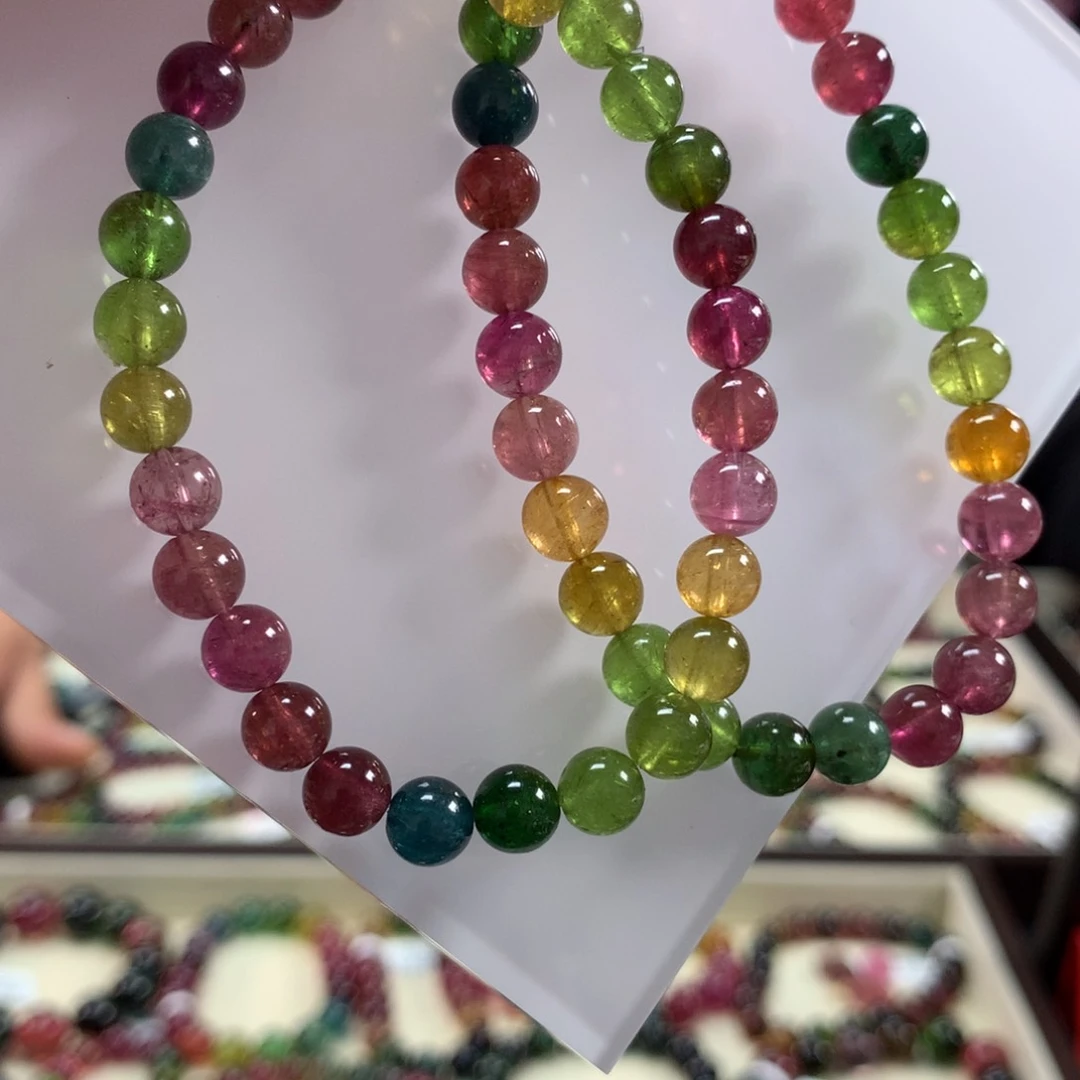 碧玺手链未镶嵌多样性发其一条6:6毫米左右