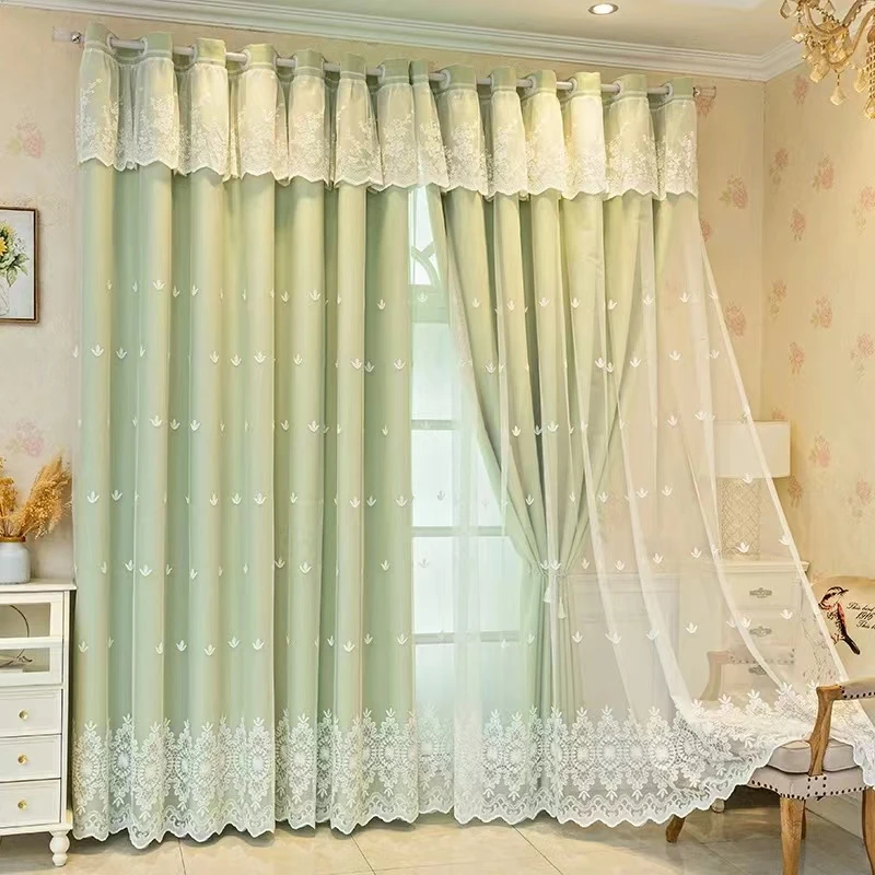 绣花窗帘高档大气遮光高级感客厅卧室阳台窗帘布遮光卧室2025新款