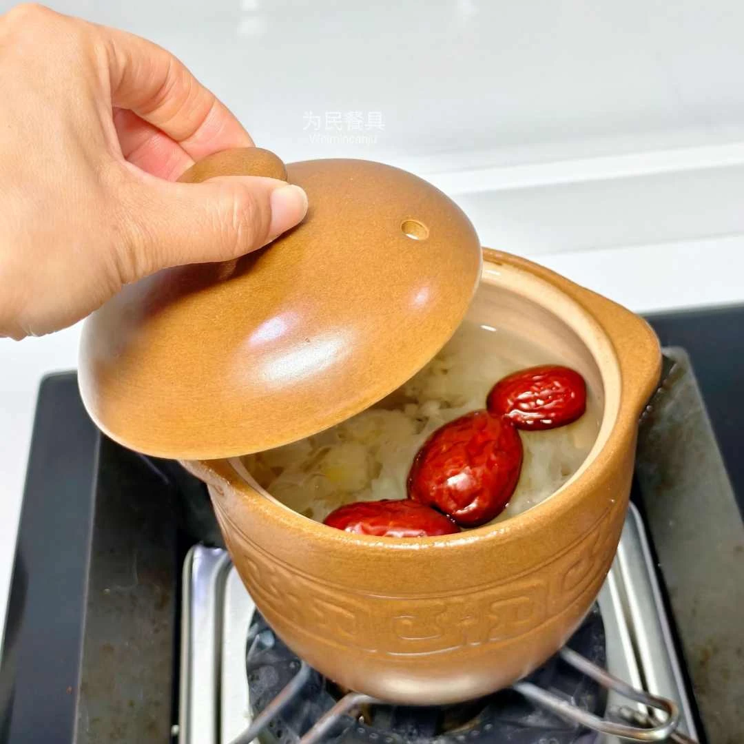 平定亮晶晶砂锅无釉无涂层炖盅耐高温瓦罐家用炖盅陶瓷带盖煨汤