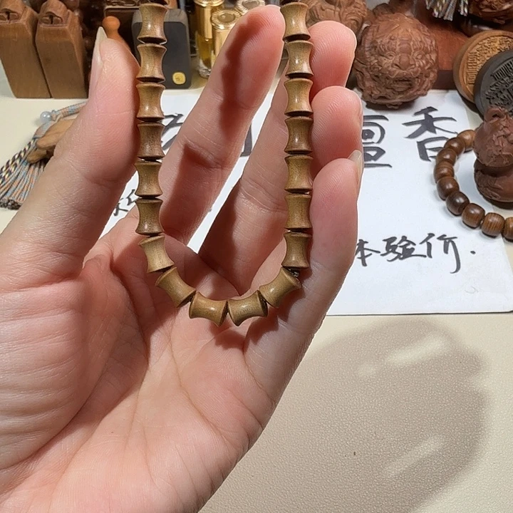 檀香木印度迈索尔老山檀香老料纯手工竹节6/8单圈