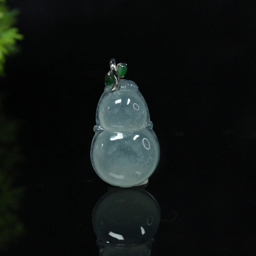 9天然缅甸翡翠A货18K金镶福气满满葫芦吊坠/01018996/拍卖