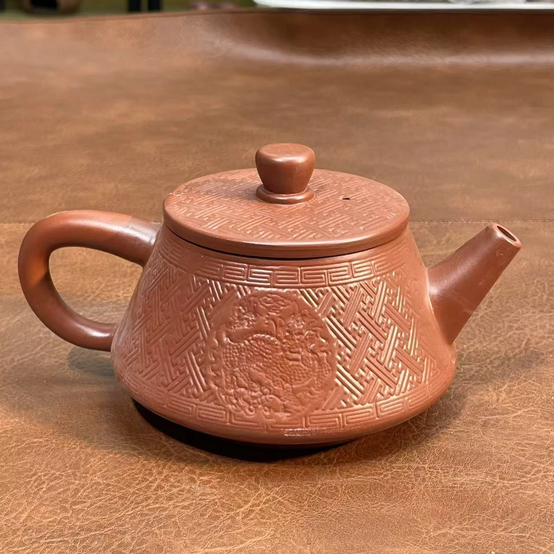 桃子茶器 红泥紫砂跳刀-【腾龙-石瓢壶】-5613（直播专享）