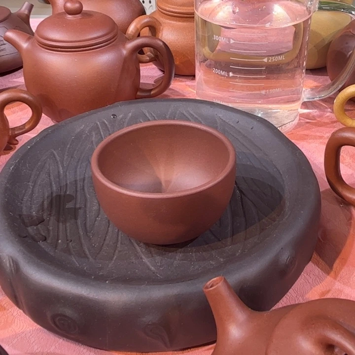 茶壶紫砂紫泥杯子两只