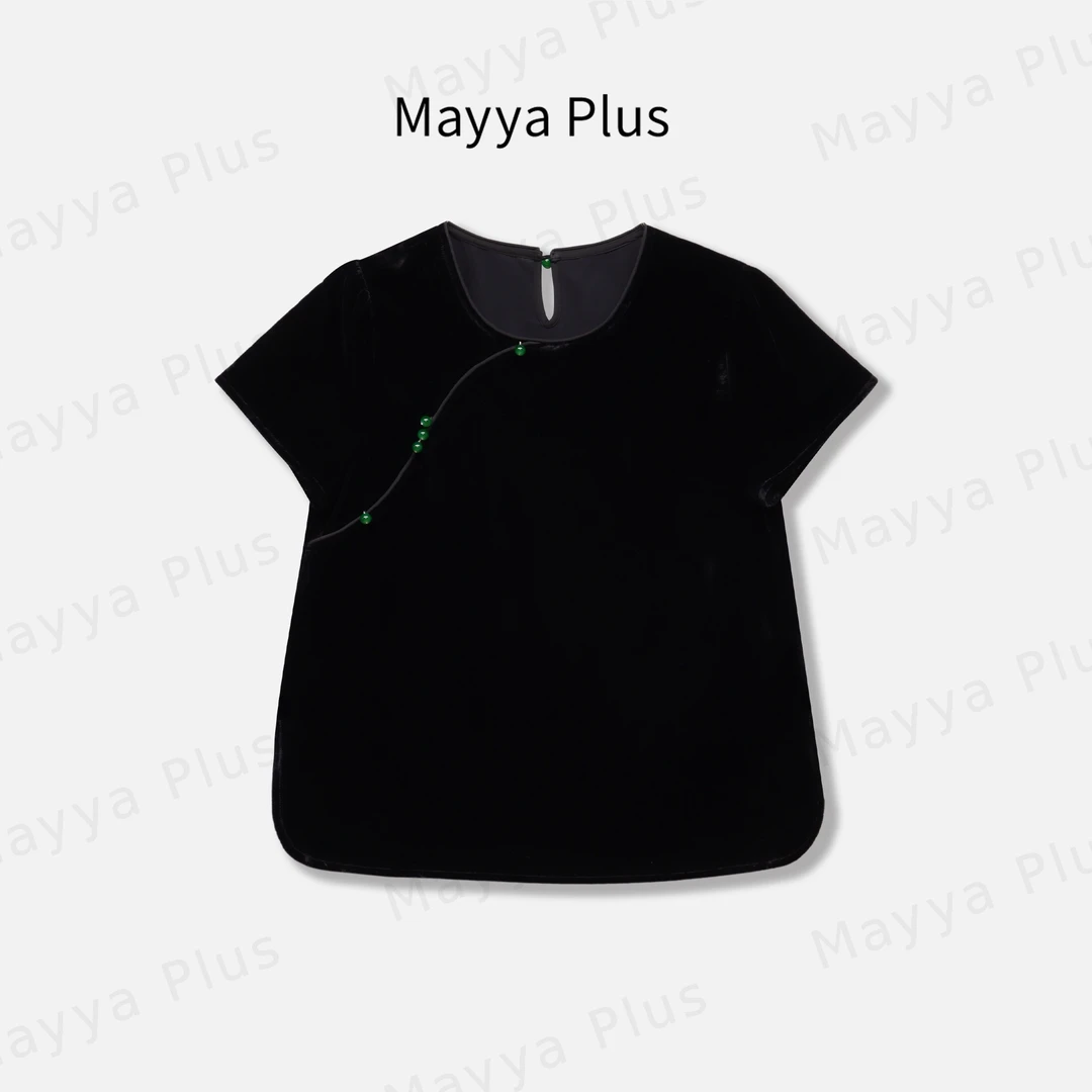 【黑宝石】Mayya Plus麦芽定制国风新中式轻奢衬衫显瘦短袖32528298