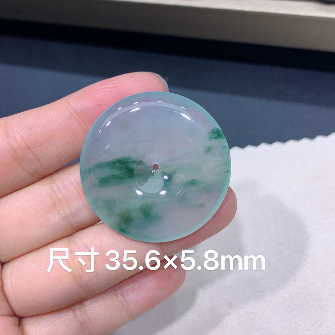 缅甸天然A货翡翠 冰种灵动飘花平安扣吊坠 玉质细腻 日常百搭k140