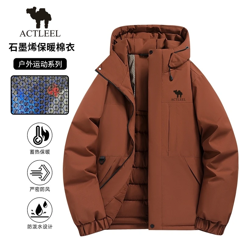 ACTLEEL冬季情侣款保暖休闲防风防水运动系加厚连帽棉服