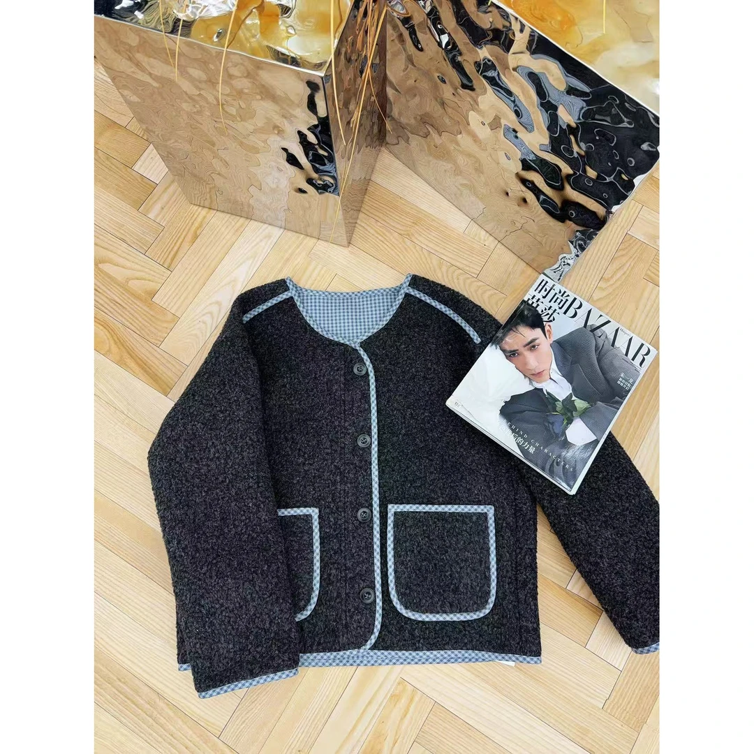 ‘灰调格纹’2025秋季琥珀流光简约小香风精致百搭DM3540