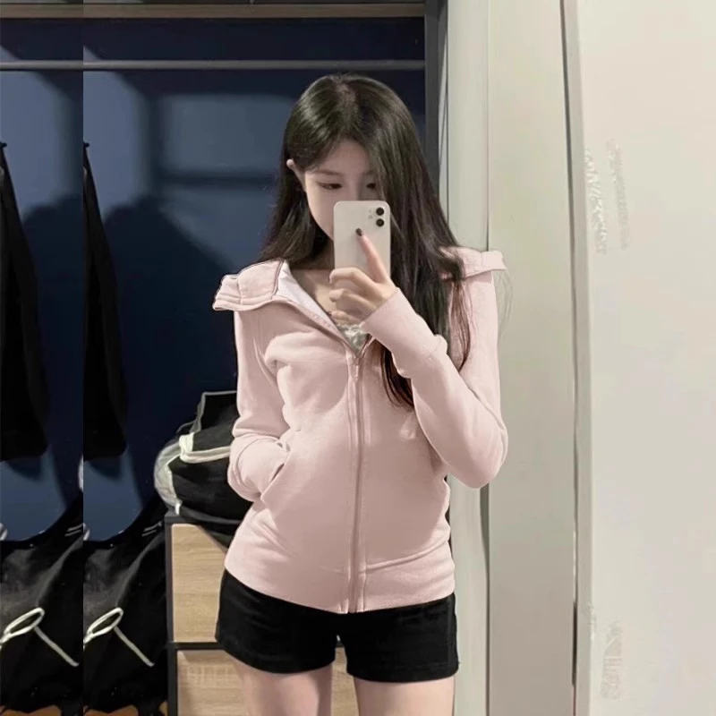 粉色外套女修身显瘦瑜伽服卫衣2025新款初春轻薄穿搭上衣三季可穿