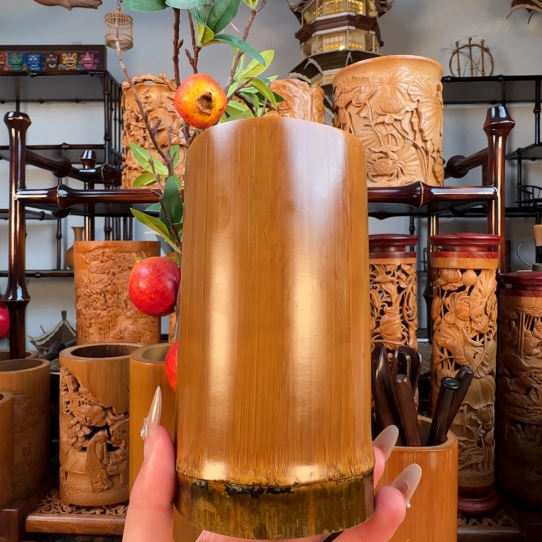 竹16公分四方竹笔筒