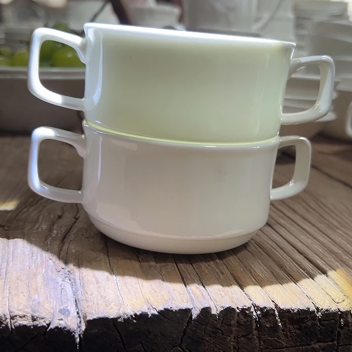 国营尾货骨瓷双耳杯一对