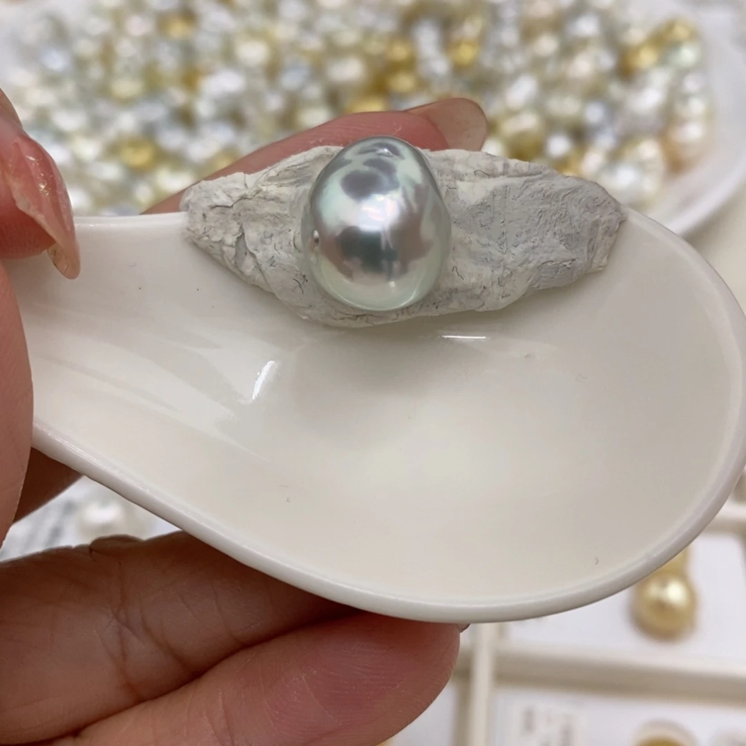 海水珍珠裸珠未镶嵌澳白巴洛克蓝雪13-14