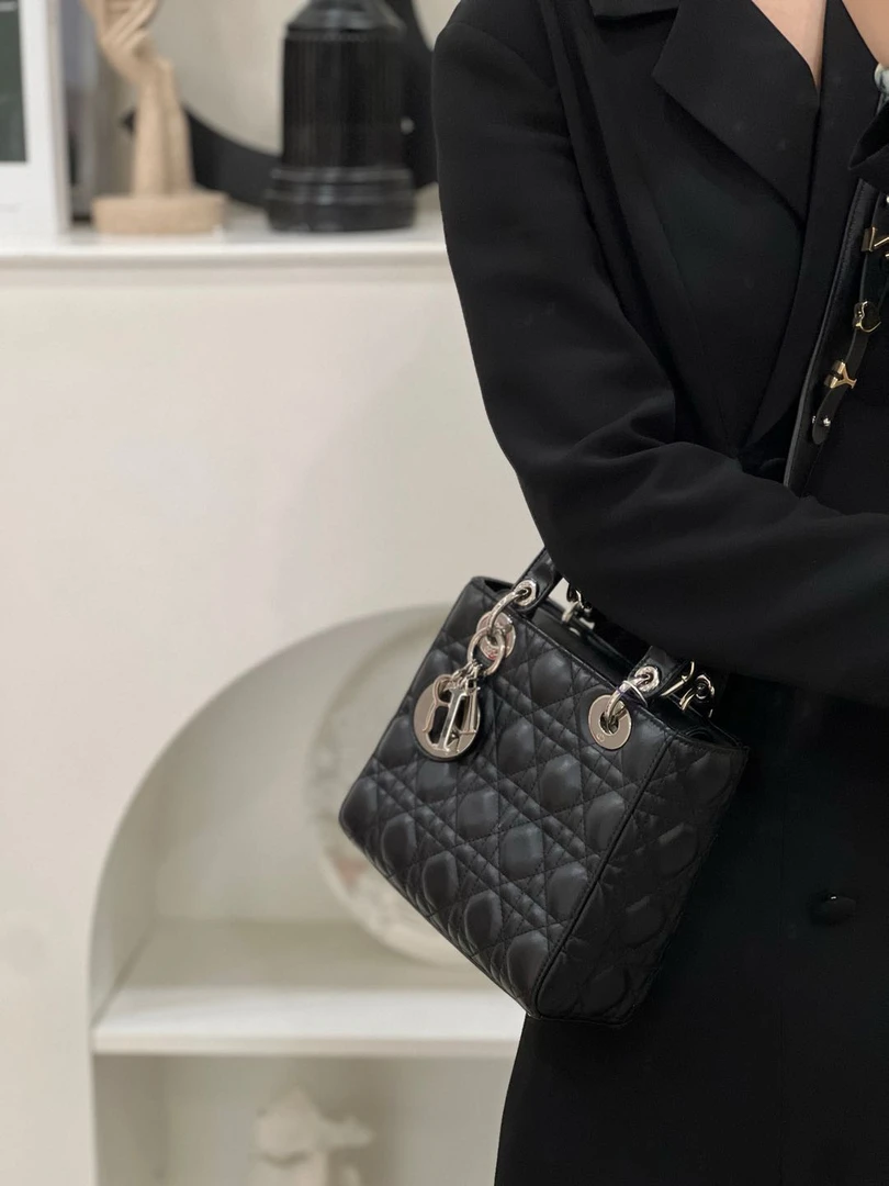 99新 DIOR/迪奥 dior 四格戴妃黑银 斜挎包/严选