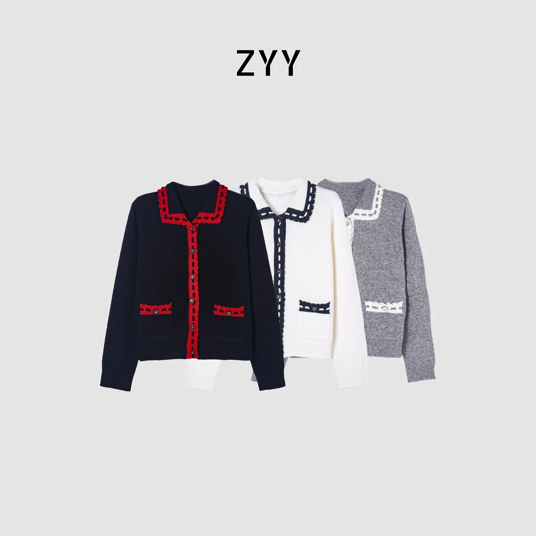 ZYY【百利甜酒】2025/S新款设计感花边针织开衫X25DMY05966