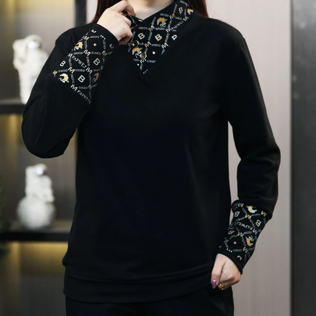 秋冬季男士提花休闲潮流百搭气质围巾领打底衫德绒保暖长袖款卫衣