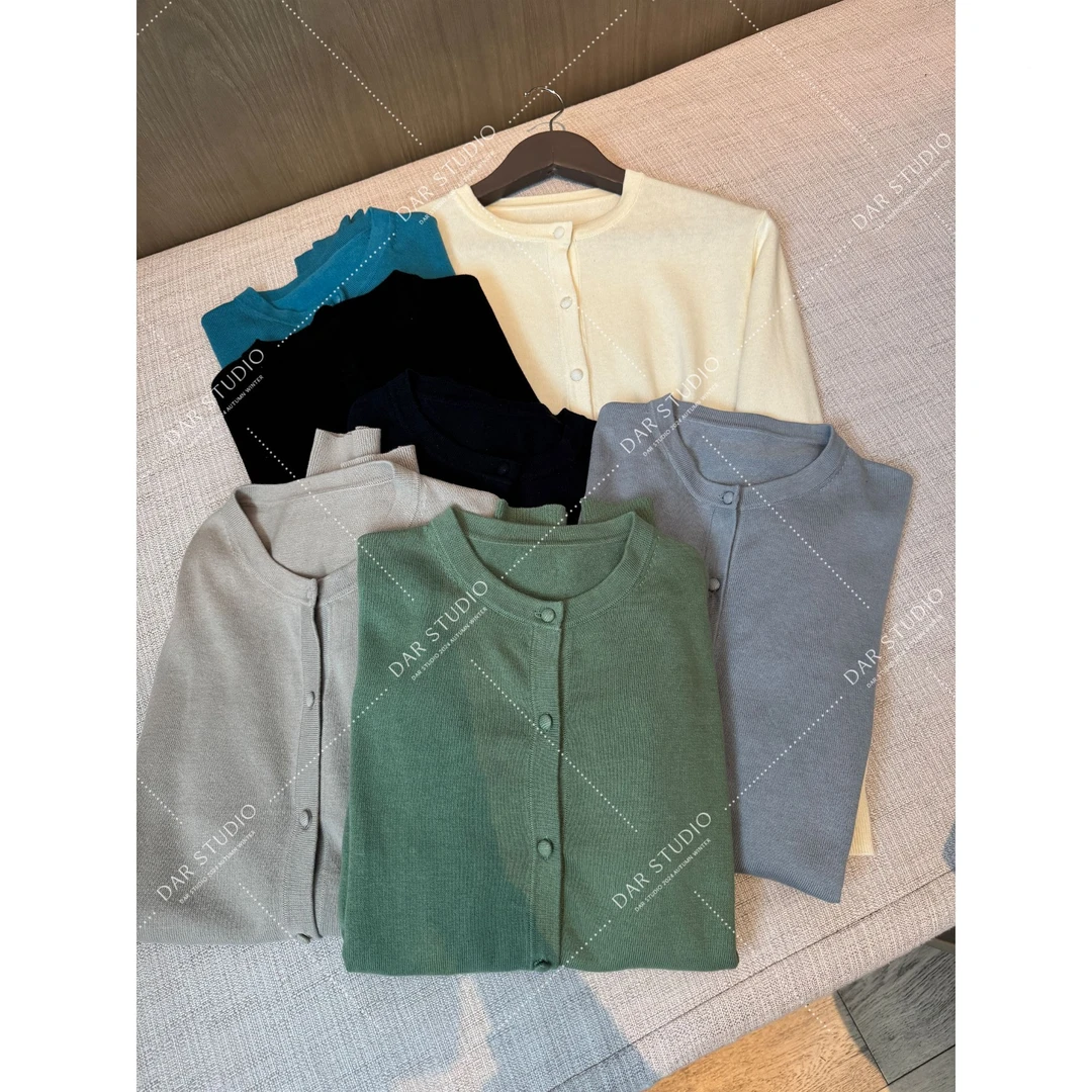 DAR STUDIO 精品货【标签外套】2025新款纯棉纯色质感开衫外套25048