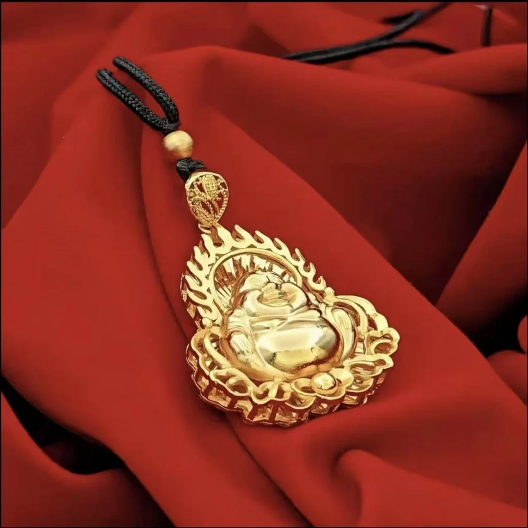 合金吊坠 【弥勒佛吊坠】气质时尚双面金色传承镶嵌精美素款轻奢